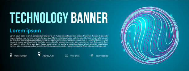 技术横幅用线球和光球图片下载