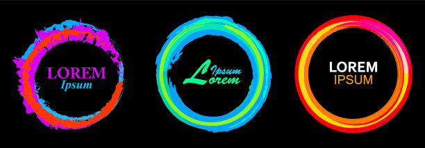 一套笔画水彩泼墨圈图片下载