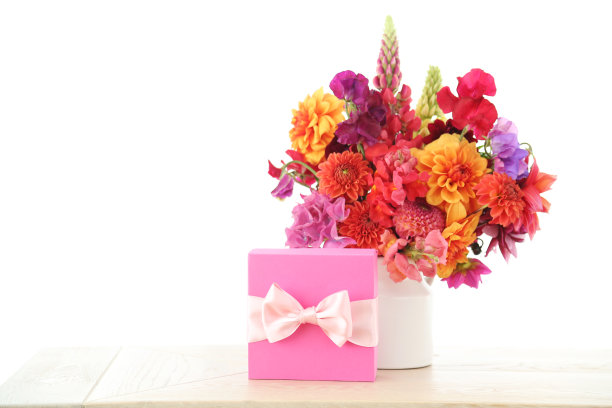 混合花束在白色图片下载