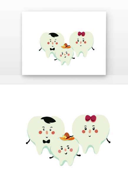 卡通爱牙日一家人牙齿图片下载