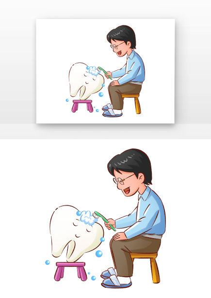 可爱手绘男孩与牙齿图片下载