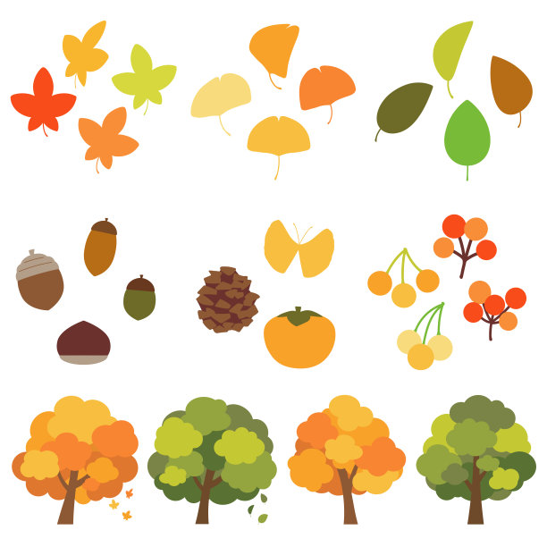 一套简单可爱的秋季插画图片下载