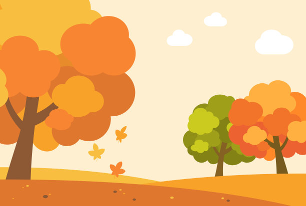 简单可爱的秋天树背景插图图片下载