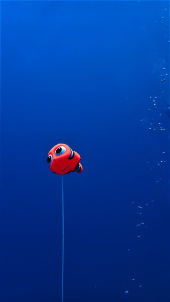 快乐的红色玩具鱼在水下图片下载