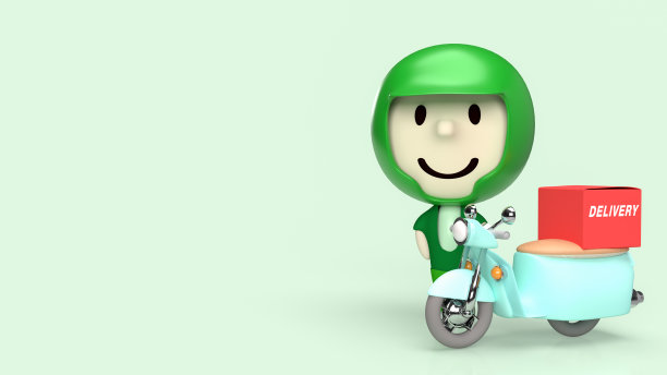 司机和自行车的送货或运输概念3d渲染图片下载
