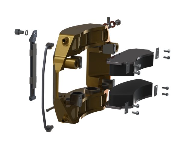 汽车制动卡钳与垫片3D渲染隔离在白色图片下载