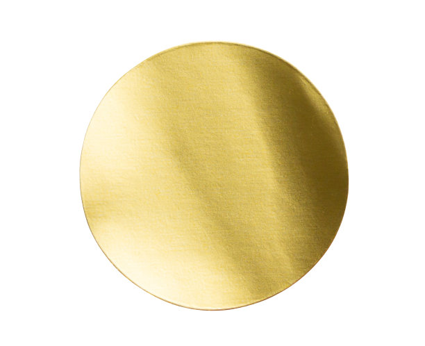 空白金色圆形不干胶纸金属不干胶标签孤立在白色背景图片下载