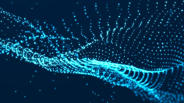 数字技术背景。大数据。发光粒子的动态波。抽象的背景。3 d渲染。图片下载