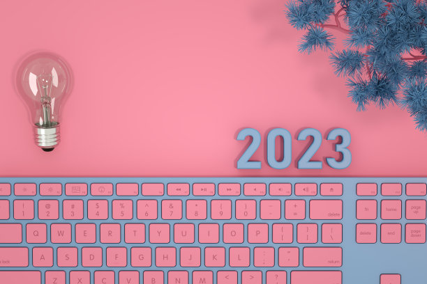 2023年新年电脑键盘粉红色背景图片下载