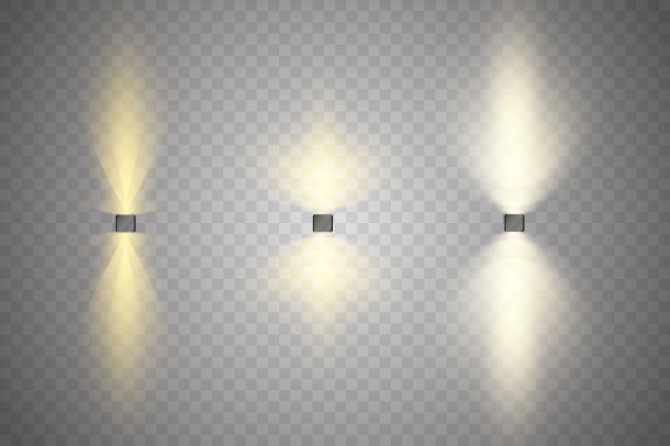 一组彩色探照灯在一个透明图片下载