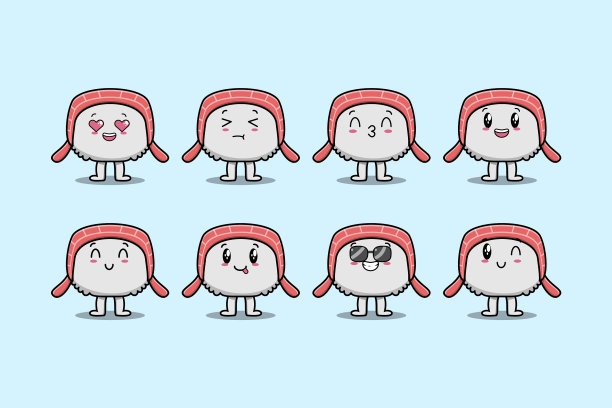设定卡哇伊寿司卡通不同的表情图片下载