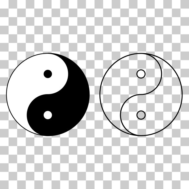 和谐与平衡的阴阳符号线稿图片下载