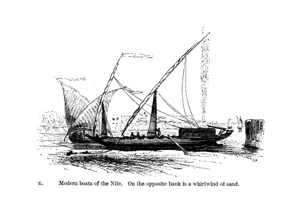 19世纪尼罗河上雕刻现代埃及船;古埃及人1854年图片下载