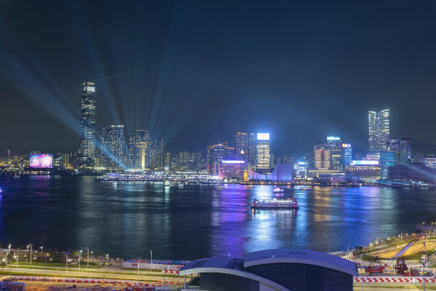 香港维多利亚港激光秀图片下载