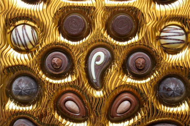 金色包装的巧克力糖果图片下载