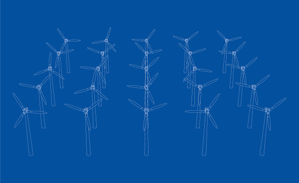 风力涡轮机的3d渲染图片下载