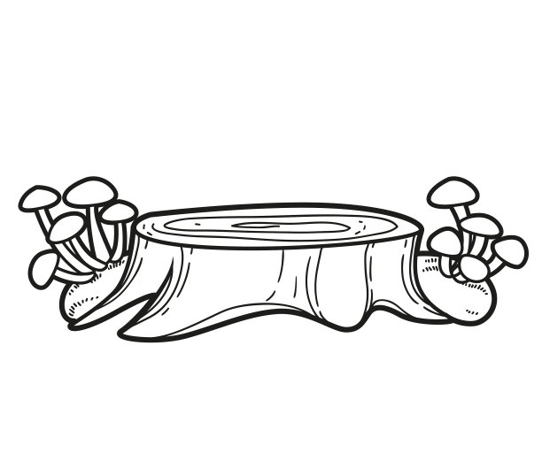 低树桩具苔藓和仙菇线型图片下载