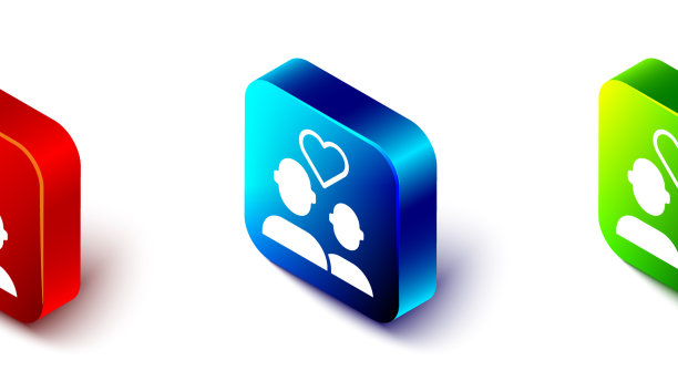 等距恋人情侣图标孤立在白色图片下载