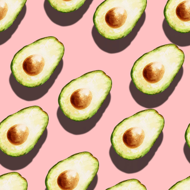 鳄梨无缝图案的粉红色背景与阴影。图片下载