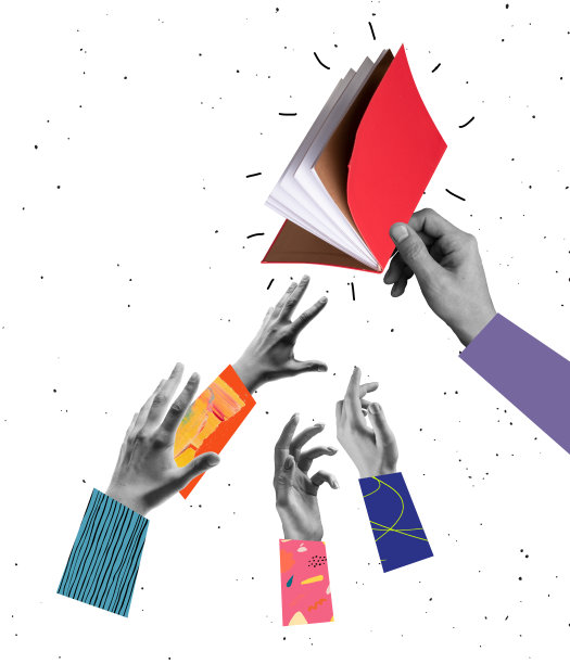 学习,自我发展。双手美学上明亮的背景，艺术品。人际关系、共同体、象征主义、超现实主义的概念。图片下载