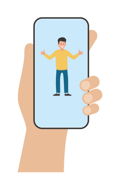 手持智能手机与快乐卡通人图片下载