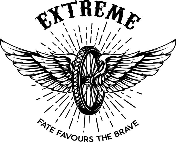 极端t恤印花模板与翼轮图片下载