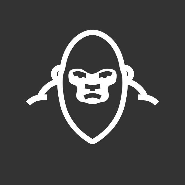 标志概念与形象的大猩猩。矢量插图。黑暗的孤立的背景。图片下载