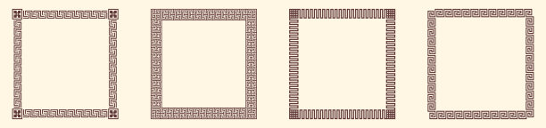 希腊键边，方形框架集合。装饰古代漫步图片下载