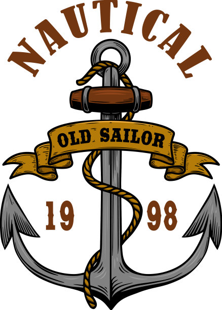 航海复古风格的锚设计元素为图片下载