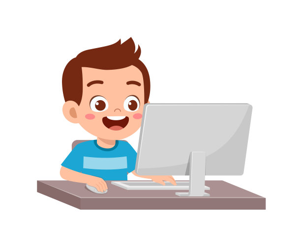 可爱的孩子用电脑学习互联网图片下载