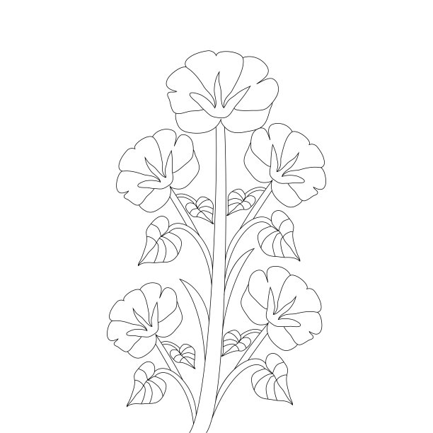 着色页矢量文件图形插图模板设计的花线艺术笔画图片下载