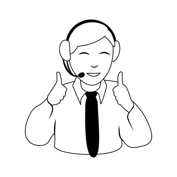 轮廓样式的呼叫中心操作员。矢量概念贴纸孤立在白色背景。商业插图。图片下载