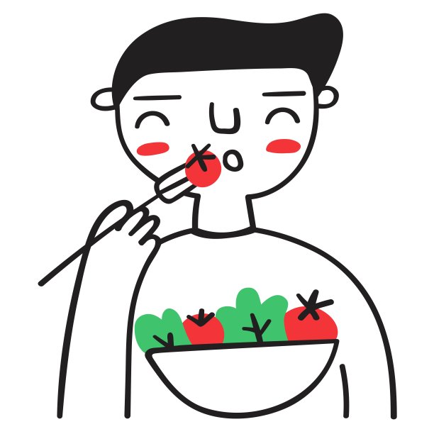 男孩吃沙拉。碗蔬菜。图片下载