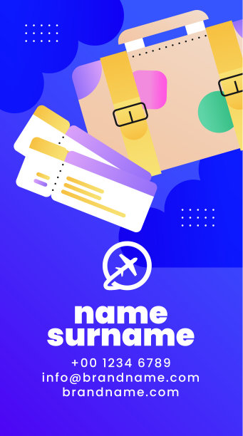 梯度垂直名片模板旅行社矢量插图。图片下载