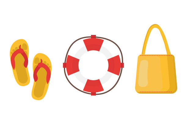 夏天。海滩。夏天贴纸图标集海滩集向量图片下载