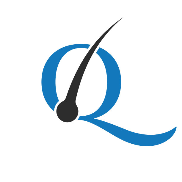 头发治疗标志的Q字母向量模板。皮肤科标志设计，护发治疗。抗头皮屑图标。去屑石油标志图片下载