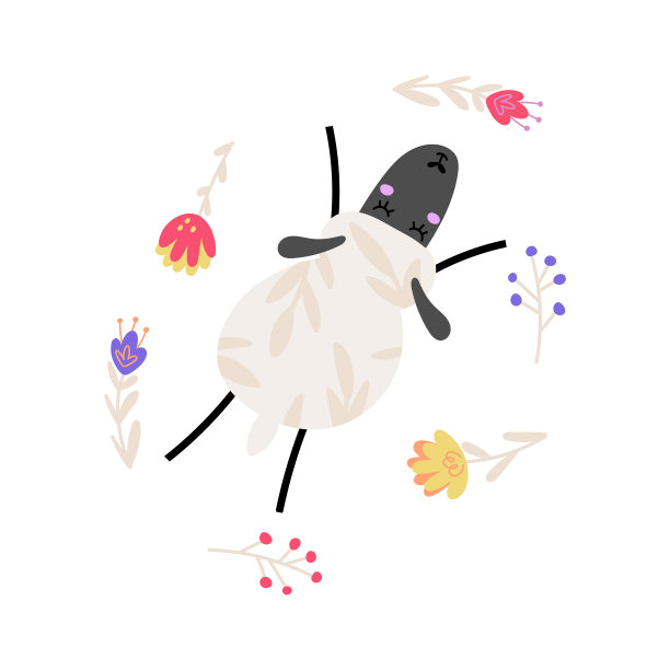 快乐羊矢量插图图片下载