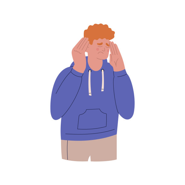 年轻人头痛。一个用手抱着头的人图片下载