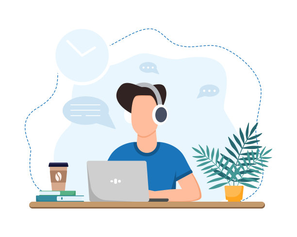 在家工作或学习。男孩坐在餐桌旁。在线教育的概念。自由职业者。呆在家里。图片下载