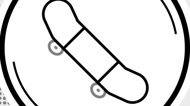 线滑板伎俩图标孤立的灰色图片下载