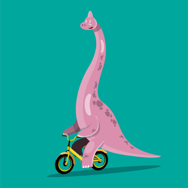 可爱的彩色卡通恐龙角色集。图片下载