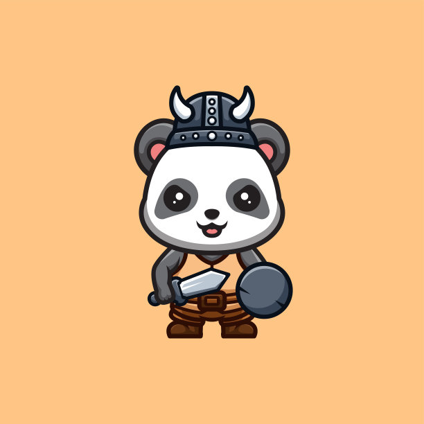 熊猫维京可爱创意卡哇伊卡通吉祥物标志图片下载