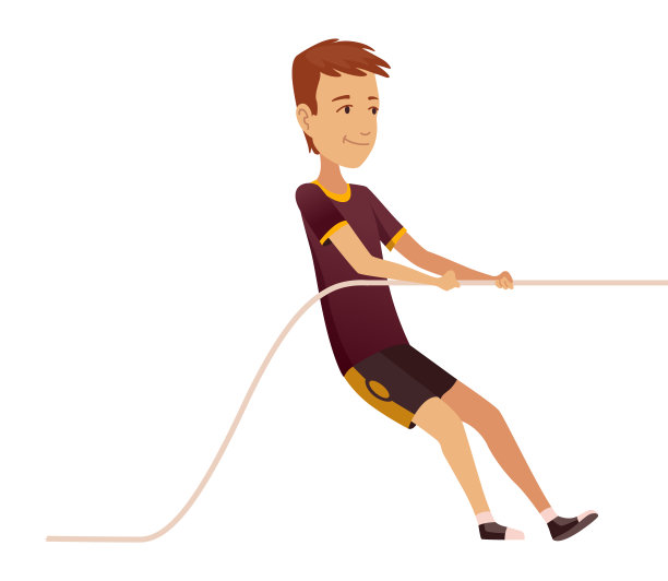 孩子拉绳子。男孩游戏拔河，孩子们比赛，快乐的男孩在户外玩耍，势均力敌。儿童体育活动的概念图片下载