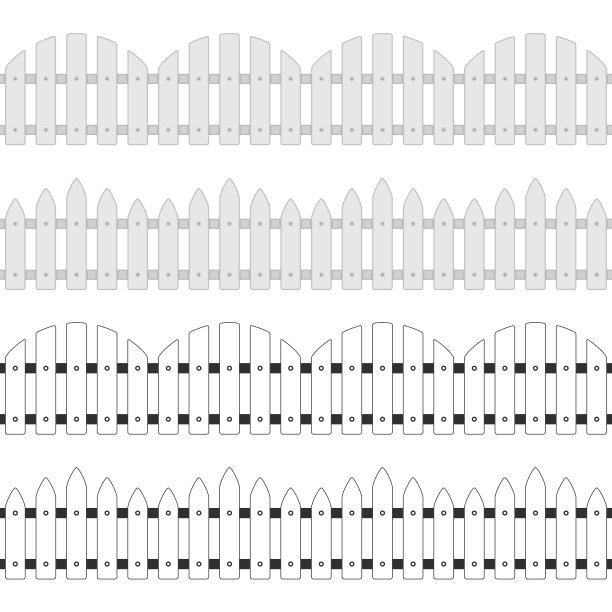 向量的白色栅栏。图片下载