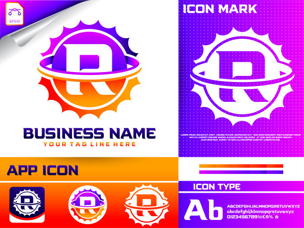 汽车字母r标志内齿轮形状设计图片下载