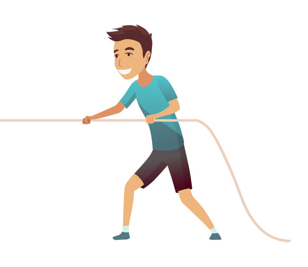 孩子拉绳子。男孩游戏拔河，孩子们比赛，快乐的男孩在户外玩耍，势均力敌。儿童体育活动的概念图片下载