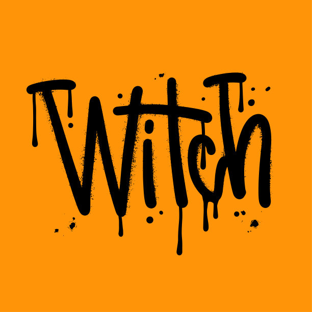 都市风格的涂鸦用黑色喷在橙色上的泄漏标签。万圣节庆祝矢量手绘纹理插图。图片下载