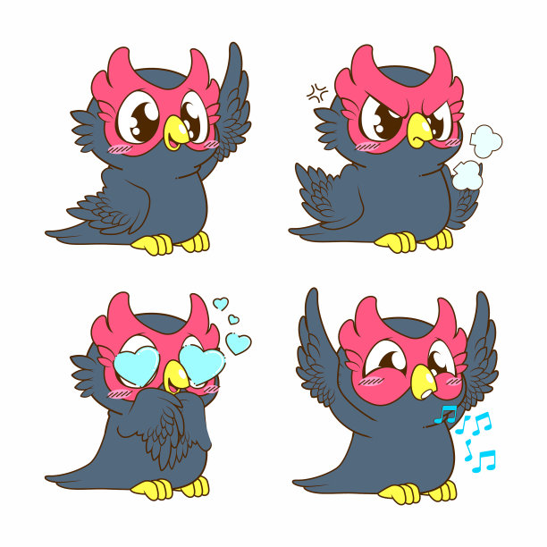 可爱的猫头鹰涂鸦贴纸猫头鹰图片下载