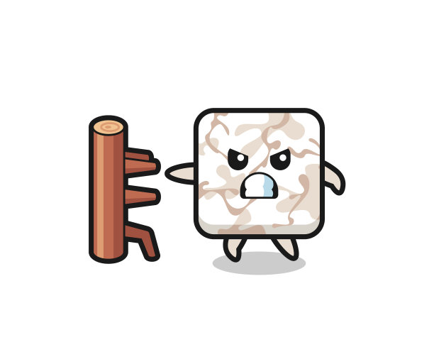 瓷砖卡通形象的空手道斗士图片下载