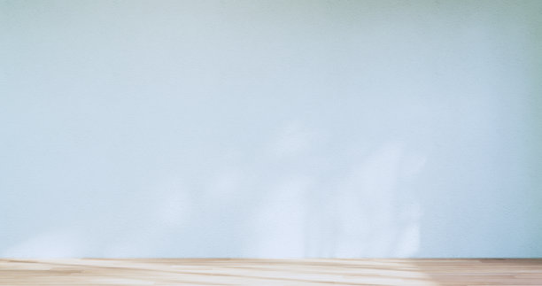 空房间蓝色光墙背景。三维渲染图片下载